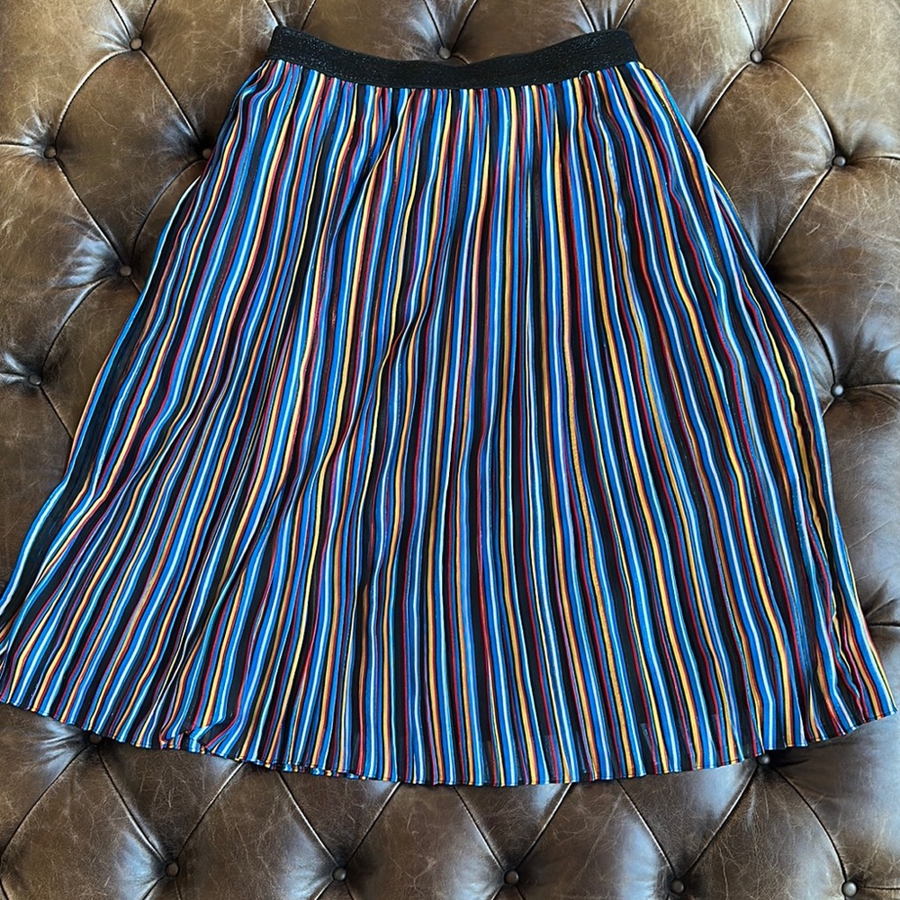 INC International Concepts Blue Midi A-Line Pleated Skirt